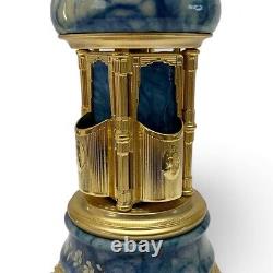 Reuge Blue Onyx Carousel Music Box Lipstick Cigarette Holder Switzerland