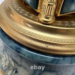 Reuge Blue Onyx Carousel Music Box Lipstick Cigarette Holder Switzerland