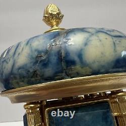 Reuge Blue Onyx Carousel Music Box Lipstick Cigarette Holder Switzerland