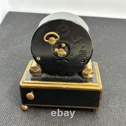 Reuge Brass Alarm Clock music box. Vintage 1950's Plays La Vie En Rose