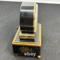 Reuge Brass Alarm Clock music box. Vintage 1950's Plays La Vie En Rose
