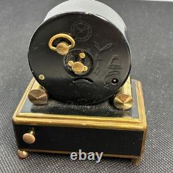 Reuge Brass Alarm Clock music box. Vintage 1950's Plays La Vie En Rose