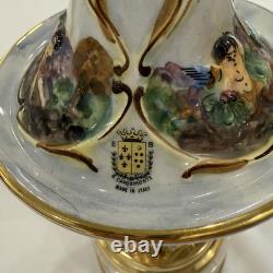 Reuge Capodimonte Porcelain Musical Lipstick Cigarette Carousel Music Box Rare