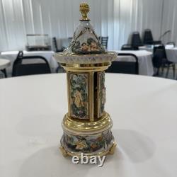 Reuge Capodimonte Porcelain Musical Lipstick Cigarette Carousel Music Box Rare