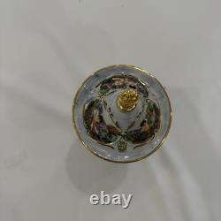 Reuge Capodimonte Porcelain Musical Lipstick Cigarette Carousel Music Box Rare