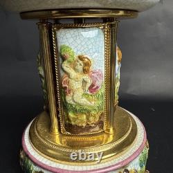 Reuge Capodimonte Porcelain Musical Lipstick Cigarette Carousel Music Box Rare