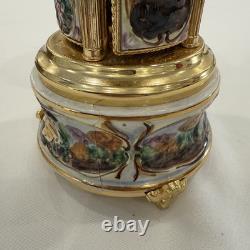 Reuge Capodimonte Porcelain Musical Lipstick Cigarette Carousel Music Box Rare