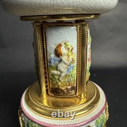 Reuge Capodimonte Porcelain Musical Lipstick Cigarette Carousel Music Box Rare