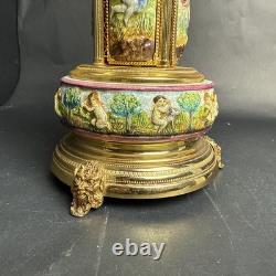 Reuge Capodimonte Porcelain Musical Lipstick Cigarette Carousel Music Box Rare