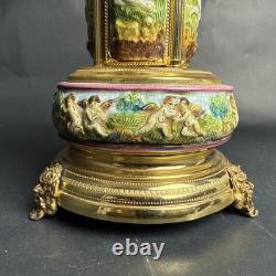Reuge Capodimonte Porcelain Musical Lipstick Cigarette Carousel Music Box Rare