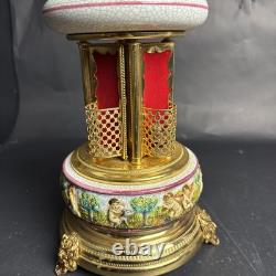 Reuge Capodimonte Porcelain Musical Lipstick Cigarette Carousel Music Box Rare