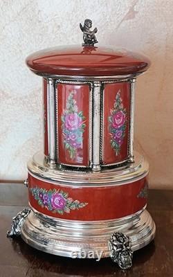 Reuge Carousel Cigarette Holder, Music Box, Lipstick Holder, 50s/60s Italia