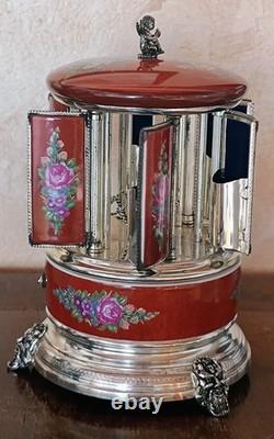 Reuge Carousel Cigarette Holder, Music Box, Lipstick Holder, 50s/60s Italia