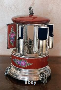Reuge Carousel Cigarette Holder, Music Box, Lipstick Holder, 50s/60s Italia