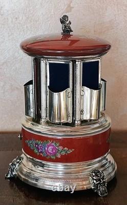 Reuge Carousel Cigarette Holder, Music Box, Lipstick Holder, 50s/60s Italia
