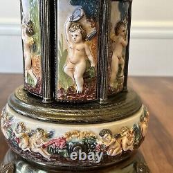 Reuge Carousel Lipstic Cigarette Style Cherubs Music Box Italy 14 Tall Antique
