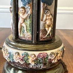 Reuge Carousel Lipstic Cigarette Style Cherubs Music Box Italy 14 Tall Antique