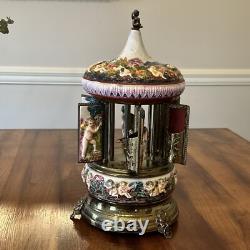 Reuge Carousel Lipstic Cigarette Style Cherubs Music Box Italy 14 Tall Antique