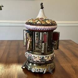 Reuge Carousel Lipstic Cigarette Style Cherubs Music Box Italy 14 Tall Antique