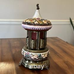 Reuge Carousel Lipstic Cigarette Style Cherubs Music Box Italy 14 Tall Antique