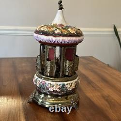 Reuge Carousel Lipstic Cigarette Style Cherubs Music Box Italy 14 Tall Antique