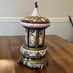 Reuge Carousel Lipstic Cigarette Style Cherubs Music Box Italy 14 Tall Antique