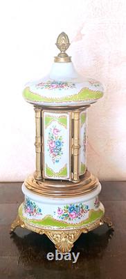 Reuge Carousel Music Box Lipstik Ceramic Cigarette Case Gold Italy