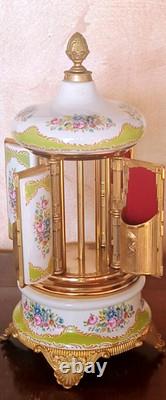 Reuge Carousel Music Box Lipstik Ceramic Cigarette Case Gold Italy