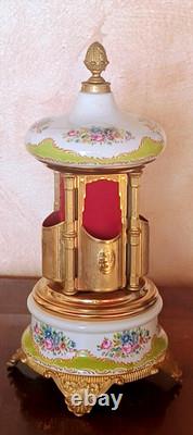 Reuge Carousel Music Box Lipstik Ceramic Cigarette Case Gold Italy