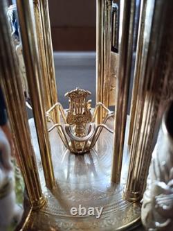 Reuge Cherubs Blue Capodimonte Carousel Lipstick Music Box In Working Condition