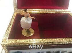 Reuge Dancing Ballerina Porcelain Gold Capodimonte Music/jewelry Box Automaton