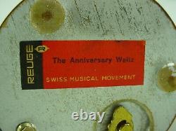 Reuge Dancing Couple Swiss Music Box Automaton Anniversary Waltz Works Well