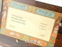 Reuge Dauphin Music Box Brass Crystal 3/72 Clair de Lune Blue Danube Switzerland
