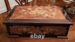 Reuge Disc Music Box Inlaid The Musician 10 4.5 Inch Discs GOLD interior