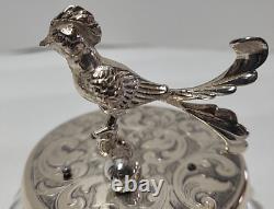 Reuge German Lead Crystal Trinket Box Silver Plated Bird Music Box Lara's Theme