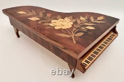 Reuge Grand Piano Music Box Swiss Movement Italy Marquetry Jewelry Box Lady