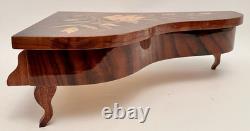 Reuge Grand Piano Music Box Swiss Movement Italy Marquetry Jewelry Box Lady