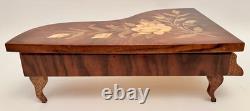 Reuge Grand Piano Music Box Swiss Movement Italy Marquetry Jewelry Box Lady