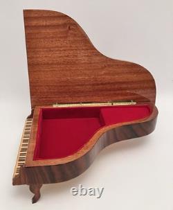 Reuge Grand Piano Music Box Swiss Movement Italy Marquetry Jewelry Box Lady