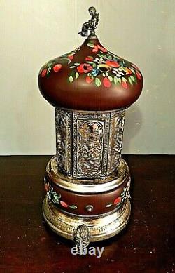 Reuge Hand Painted Lipstick Cigarette Holder Swiss Movement Music Box From Italy