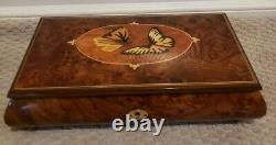 Reuge Handcrafted Twin Butterfly inlay Music Jewelry Box NO KEY SEE DESC