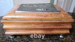 Reuge Handmade Cigarette Box Inlaid Music Box Wooden Vintage Cigarette Holder