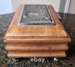 Reuge Handmade Cigarette Box Inlaid Music Box Wooden Vintage Cigarette Holder