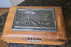 Reuge Handmade Cigarette Box Inlaid Music Box Wooden Vintage Cigarette Holder