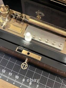 Reuge Inlaid Case 72 Valve/key, 5 Cylinder 15 Songs Music Box Interchange in box
