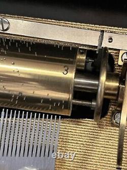 Reuge Inlaid Case 72 Valve/key, 5 Cylinder 15 Songs Music Box Interchange in box