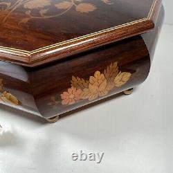 Reuge Inlaid Music Jewelry Box Made In Italy Edelweiss 9 Octagon