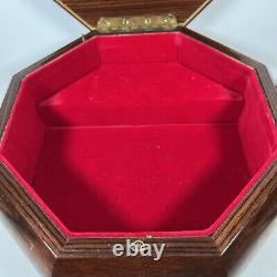 Reuge Inlaid Music Jewelry Box Made In Italy Edelweiss 9 Octagon