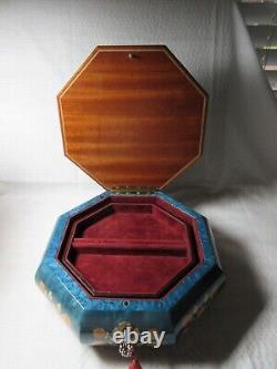 Reuge Inlaid Music Jewelry Box Made In Italy, Love Story, Large 10 1/2 Octagon