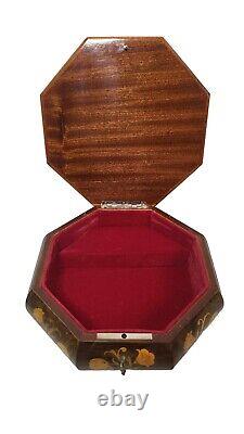 Reuge Inlaid Music Large Octagonal Jewelry Box Plays Love Me Tender ITALY